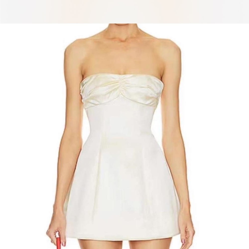 Strapless Satin Cream White Mini Dress